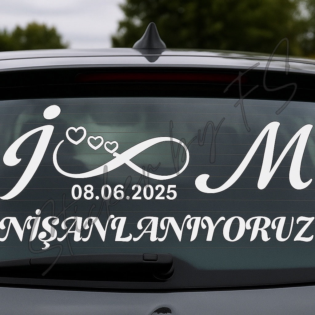 Personalisierte Sticker Aufkleber für Hochzeit Verlobung Autosticker Carsticker