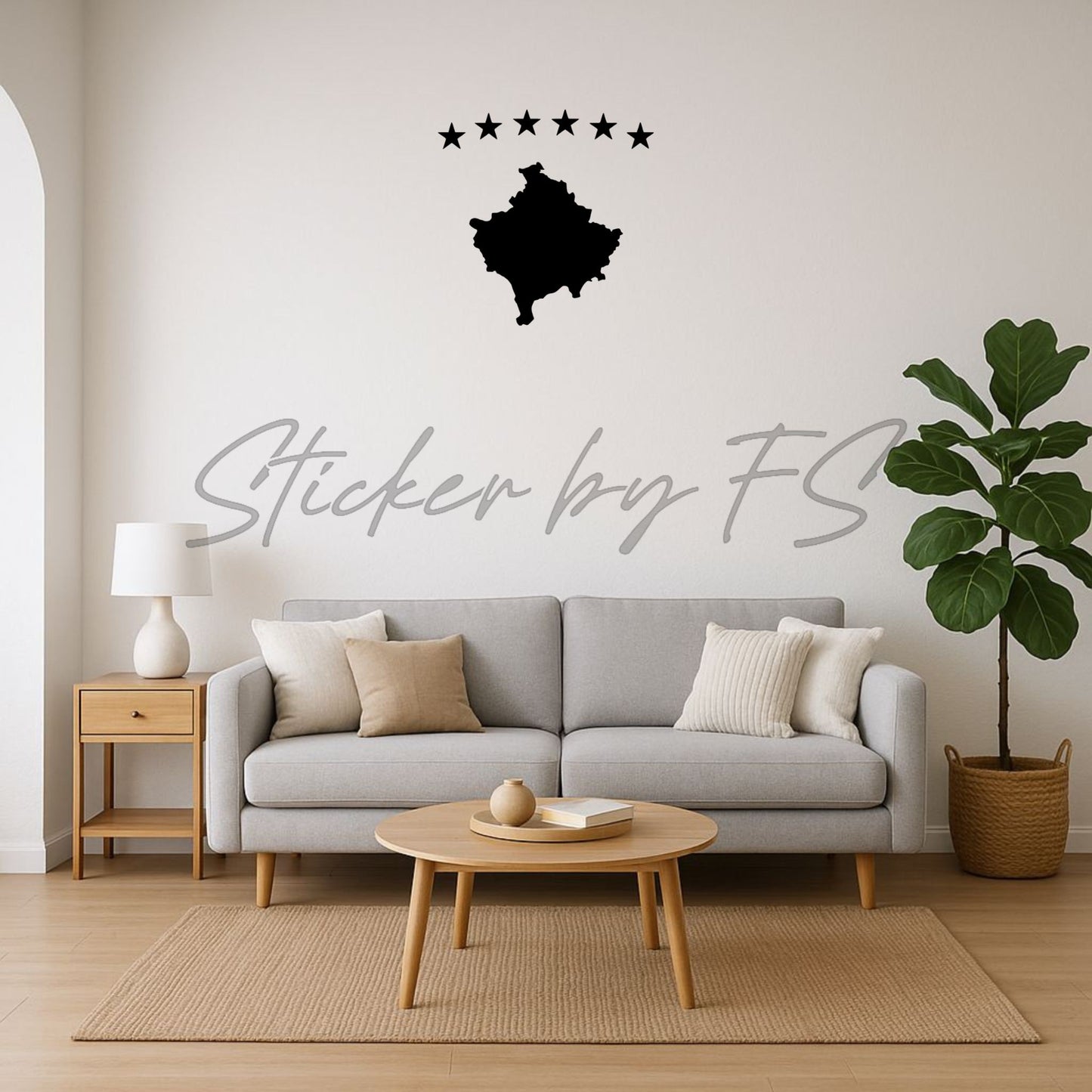 Kosovo Flagge Wandsticker - Wandtattoo mit Sternen und Landesumriss