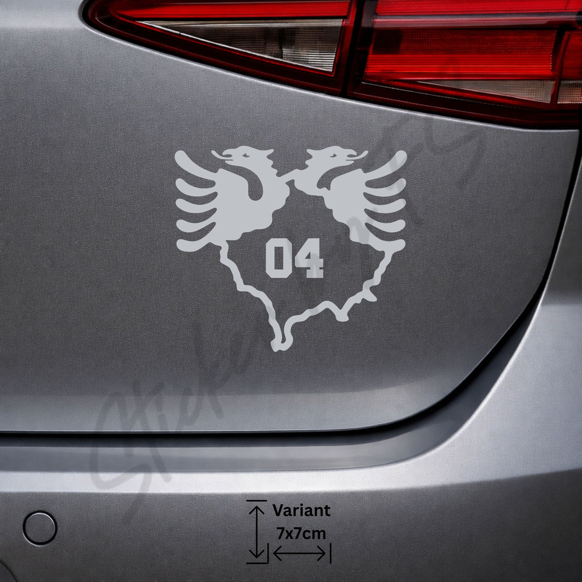 Kosovo 04 Prizren Sticker silber – albanischer Doppeladler Aufkleber mit Kosovo Kontur