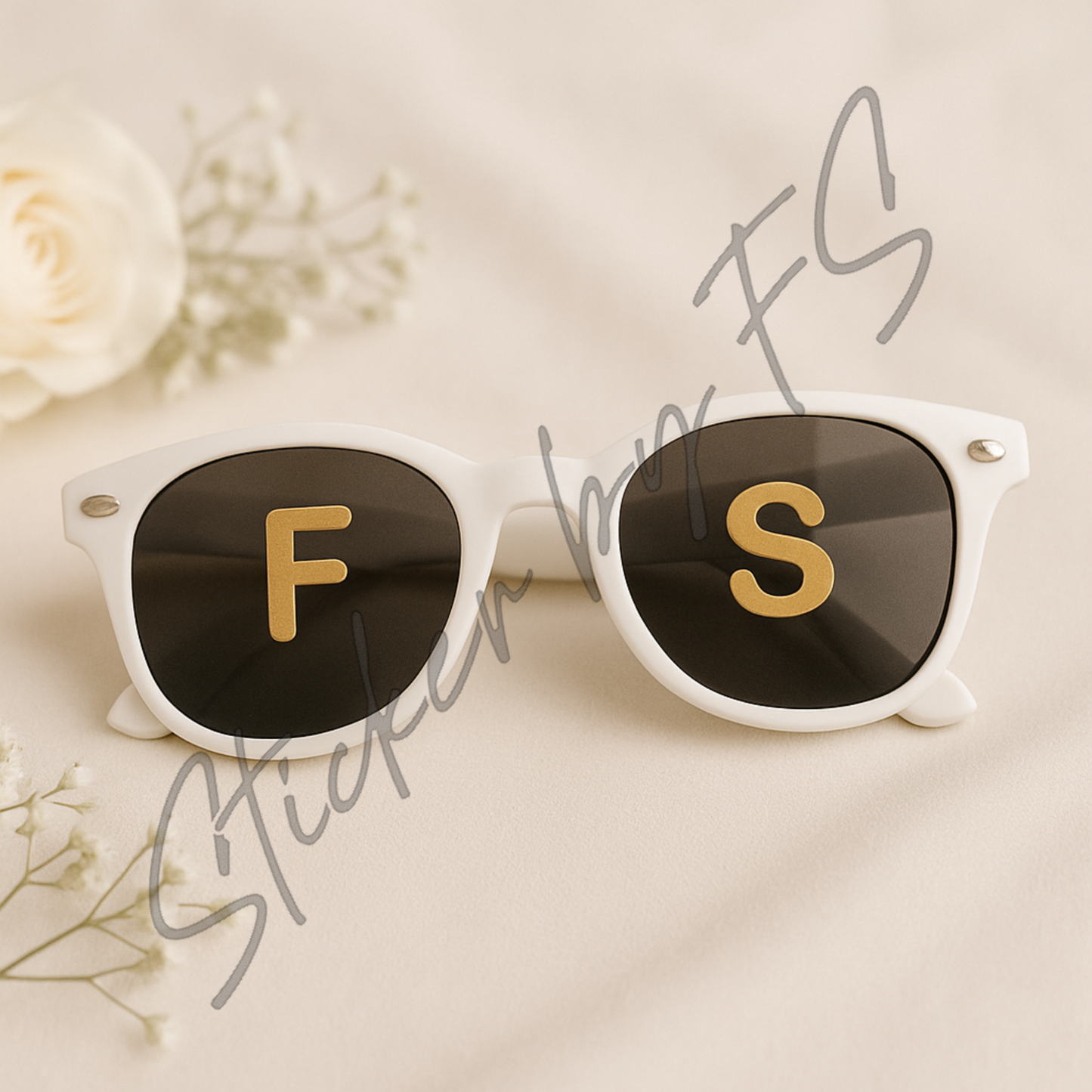 Personalisierte Sonnebrillensticker für Hochzeiten & Verlobungen