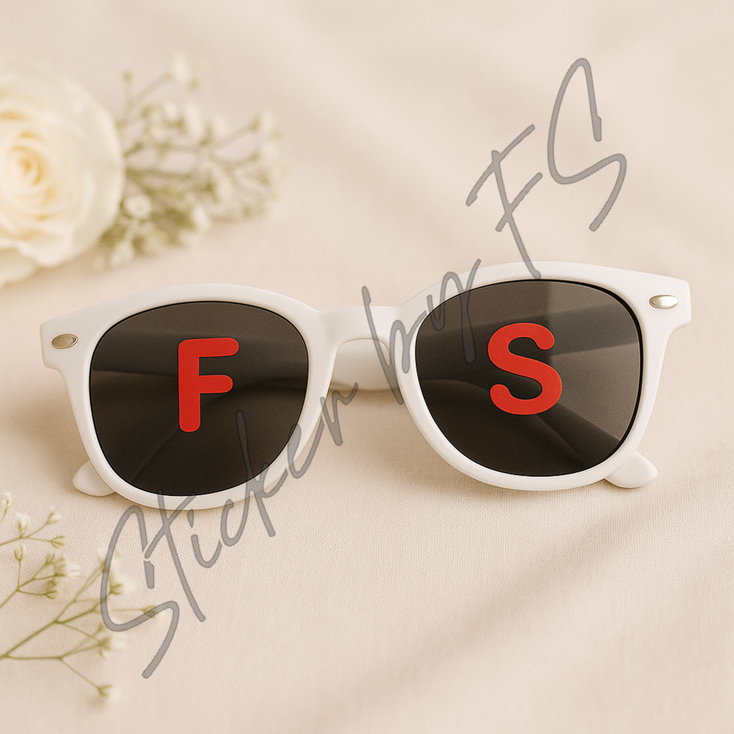 Personalisierte Sonnebrillensticker für Hochzeiten & Verlobungen