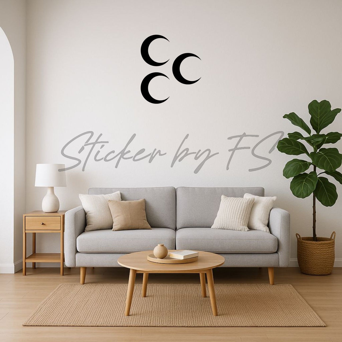 Türkisches Üç Hilal Motiv – Drei Halbmond Zeichen als Wandtattoo