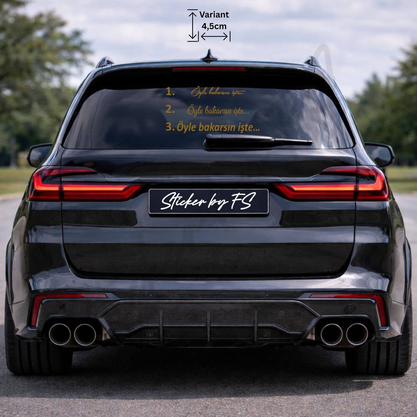 öyle bakarsın işte sticker schriftart 1 gold – türkischer autoaufkleber schriftzug für autoscheibe und heckscheibe