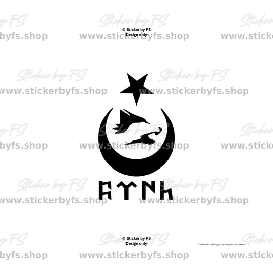 Göktürkce Ay Yildiz Bozkurt Sticker – hochwertiger Aufkleber