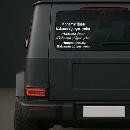 Annemin duasi Babamın gölgesi yeter Aufkleber, wetterfest, ideal für Autos, Motorräder, Fensterscheiben und Laptops