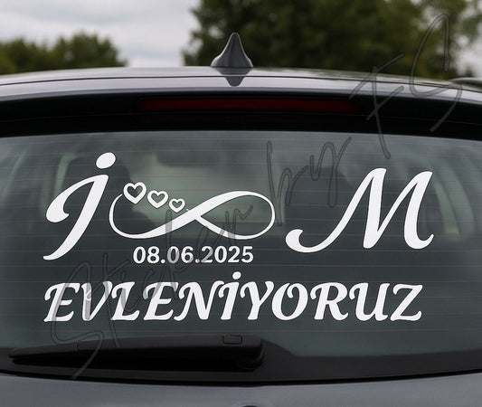 Personalisierte Sticker Aufkleber für Hochzeit Verlobung Autosticker Carsticker 