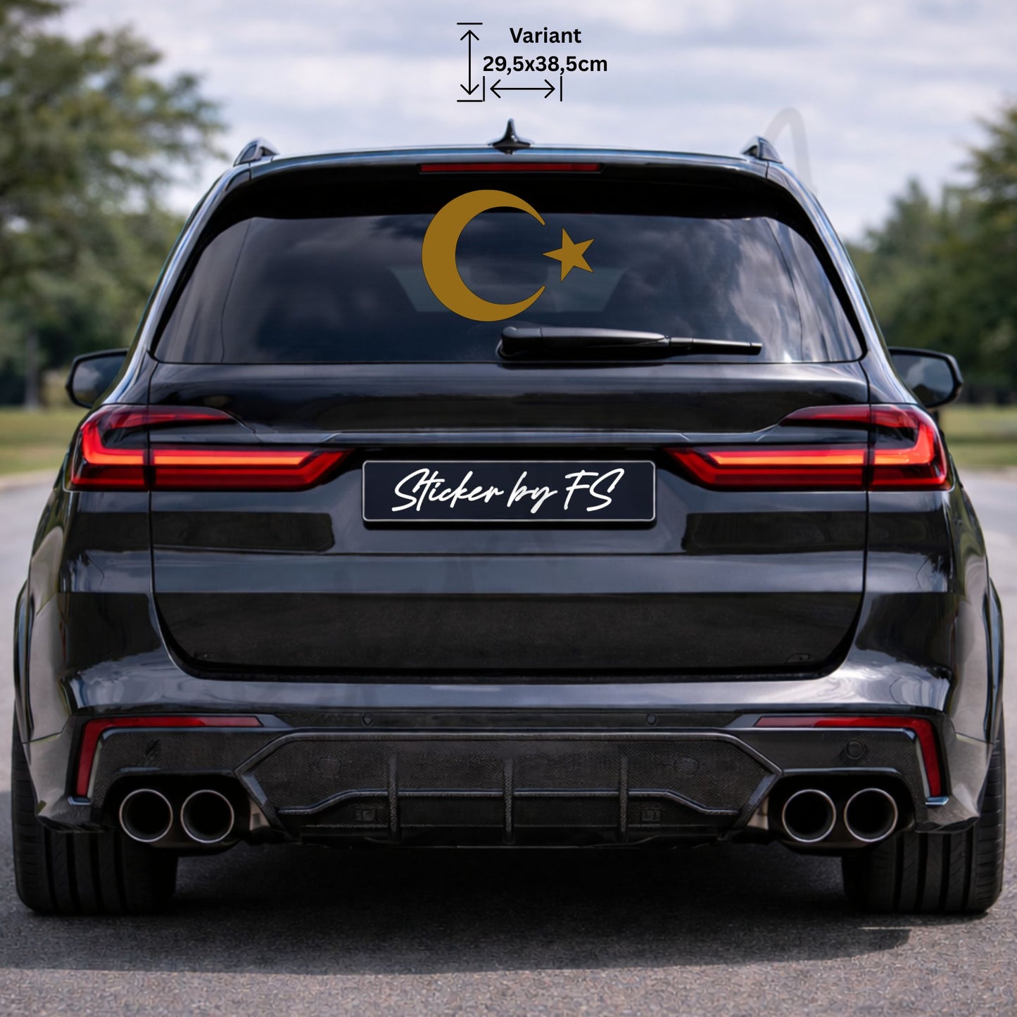 ay yıldız sticker gold 29,5 x 38,5 cm – türkischer auto sticker mit ay yıldız motiv für autoscheibe und heckscheibe