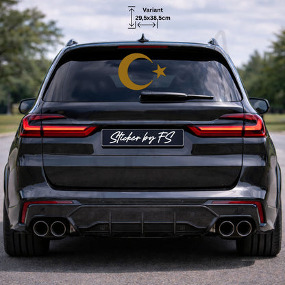 ay yıldız sticker gold 29,5 x 38,5 cm – türkischer auto sticker mit ay yıldız motiv für autoscheibe und heckscheibe