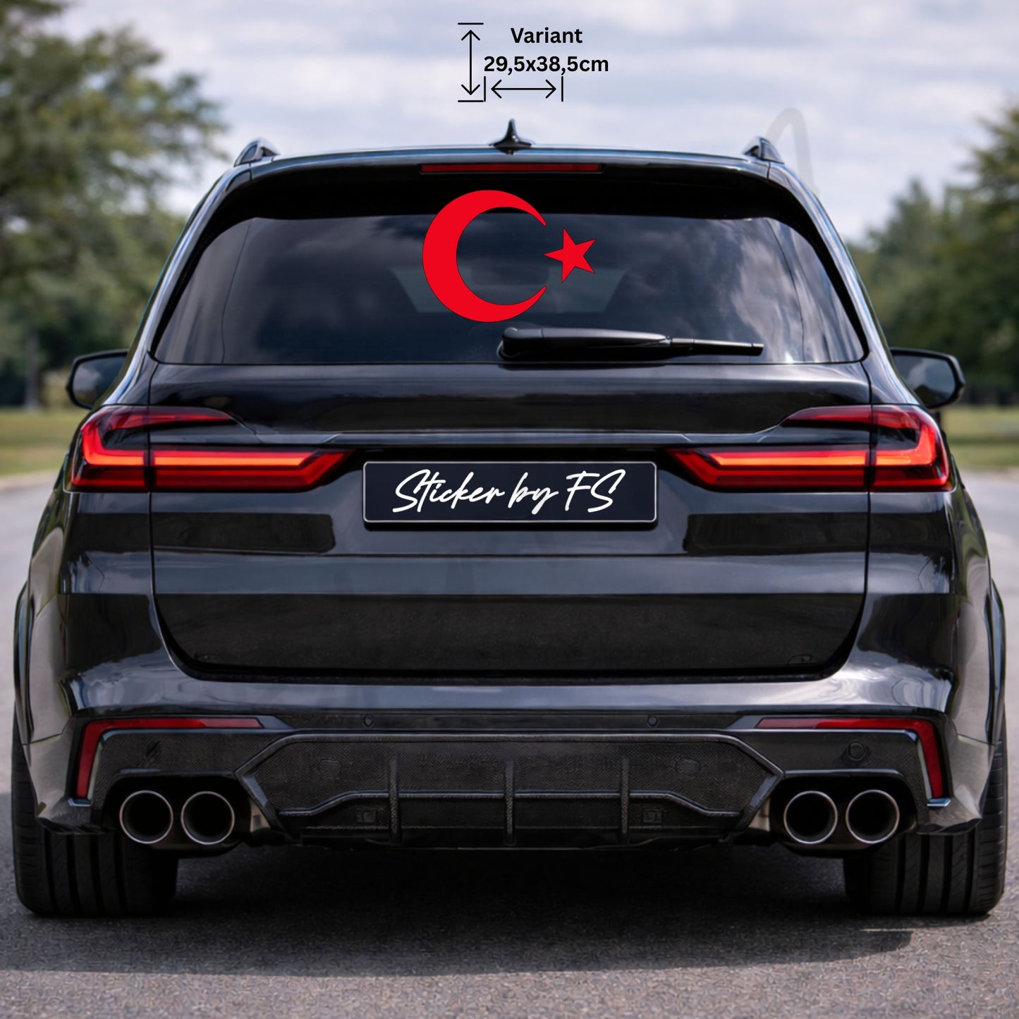 ay yıldız sticker rot 29,5 x 38,5 cm – türkischer ay yıldız autoaufkleber für heckscheibe, autoscheibe und aut