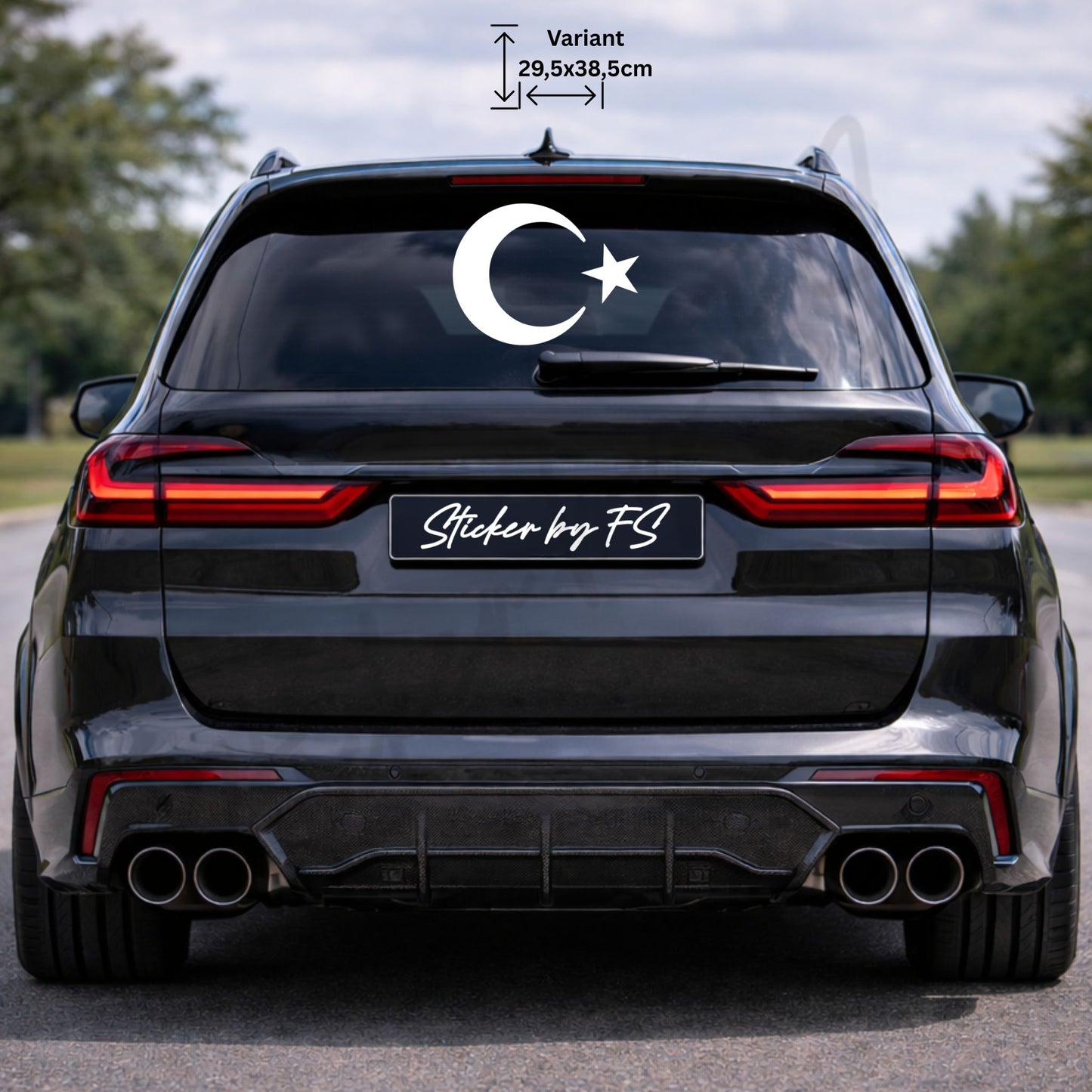 ay yıldız sticker weiß 29,5 x 38,5 cm – türkischer autoaufkleber, heckscheibenaufkleber und autoscheiben sticker
