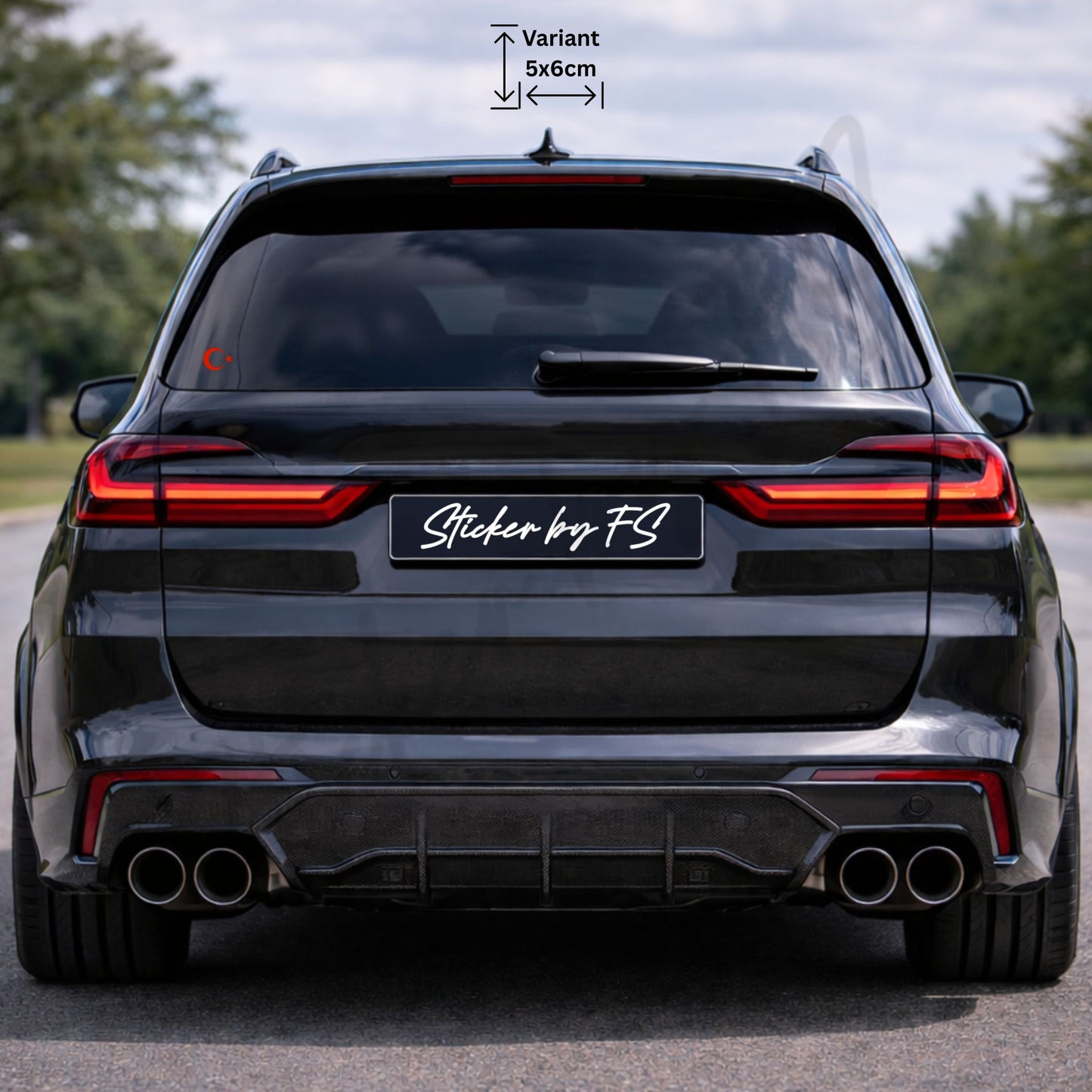 Ay Yildiz Sticker 5 x 6 cm in Rot auf der Heckklappe – Ay Yildiz Autoaufkleber in Rot