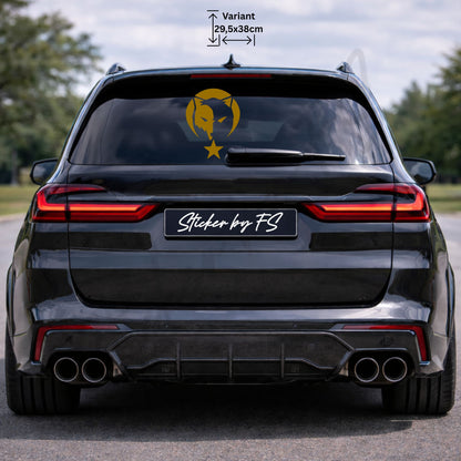 ay yıldız bozkurt sticker gold 29,5 x 38 cm – großer türkischer autoaufkleber mit ay yıldız bozkurt design für auto und heckscheibe