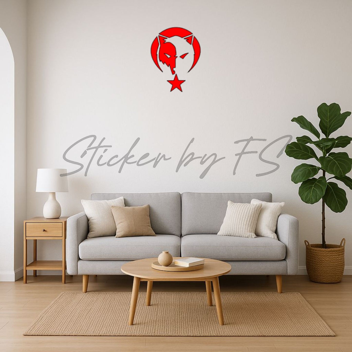 Ay Yıldız mit Bozkurt Wandsticker Rot – Patriotisches Halbmond Wolf Motiv als Wanddeko