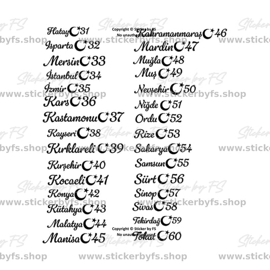 Memleket 31-60 Sticker – hochwertiger Aufkleber