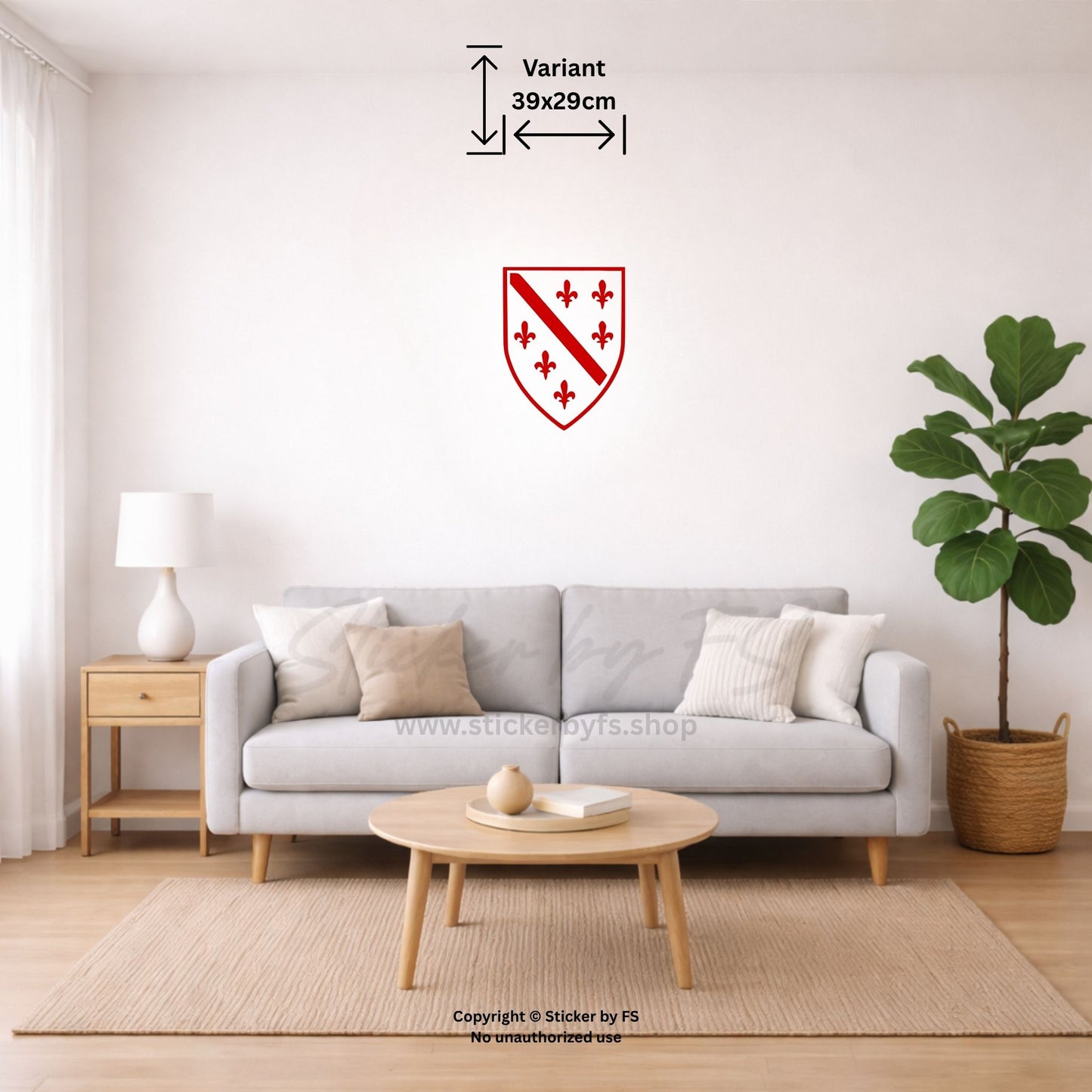Rotes Bosnien Wandtattoo mit bosnischem Wappen im Wohnzimmer – auffälliger Deko-Wandsticker für Schlafzimmer, Büro oder Wohnraum