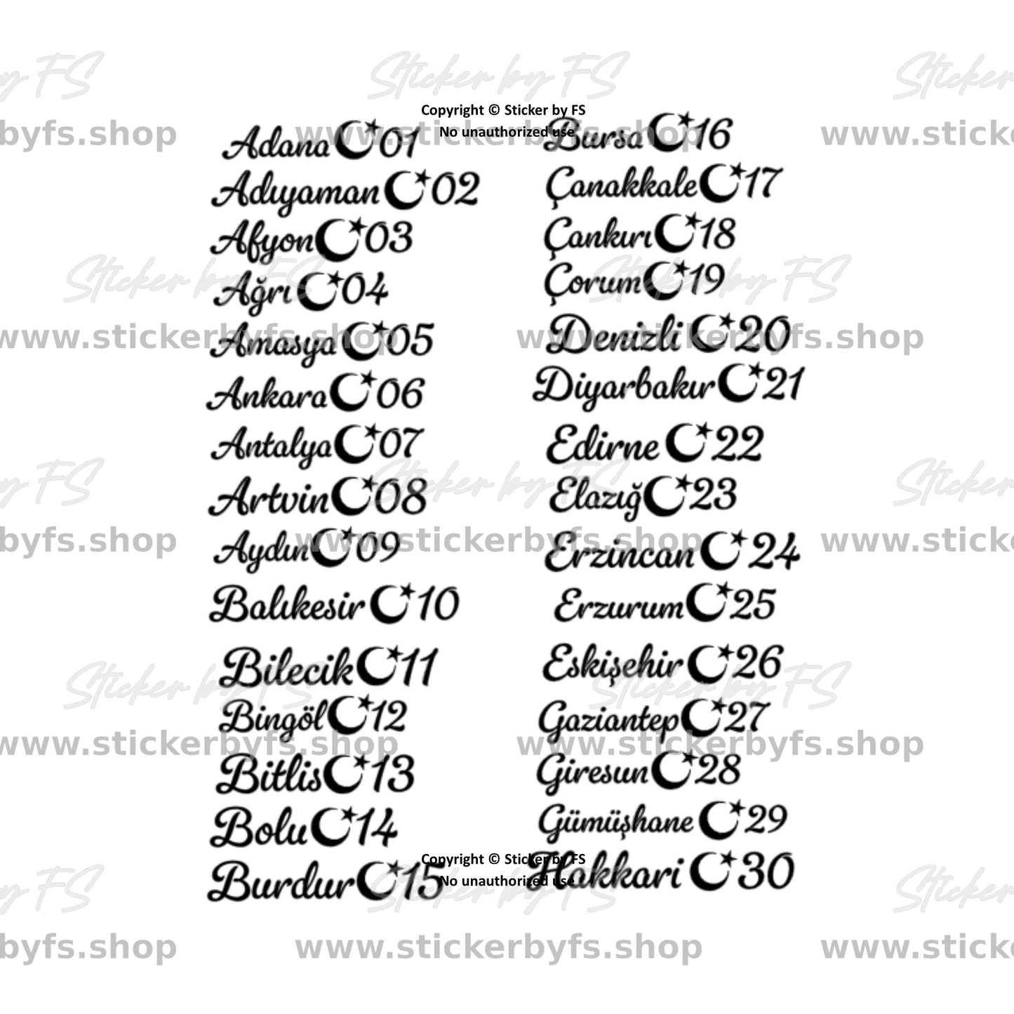 Memleket 01-30 Sticker – hochwertiger Aufkleber