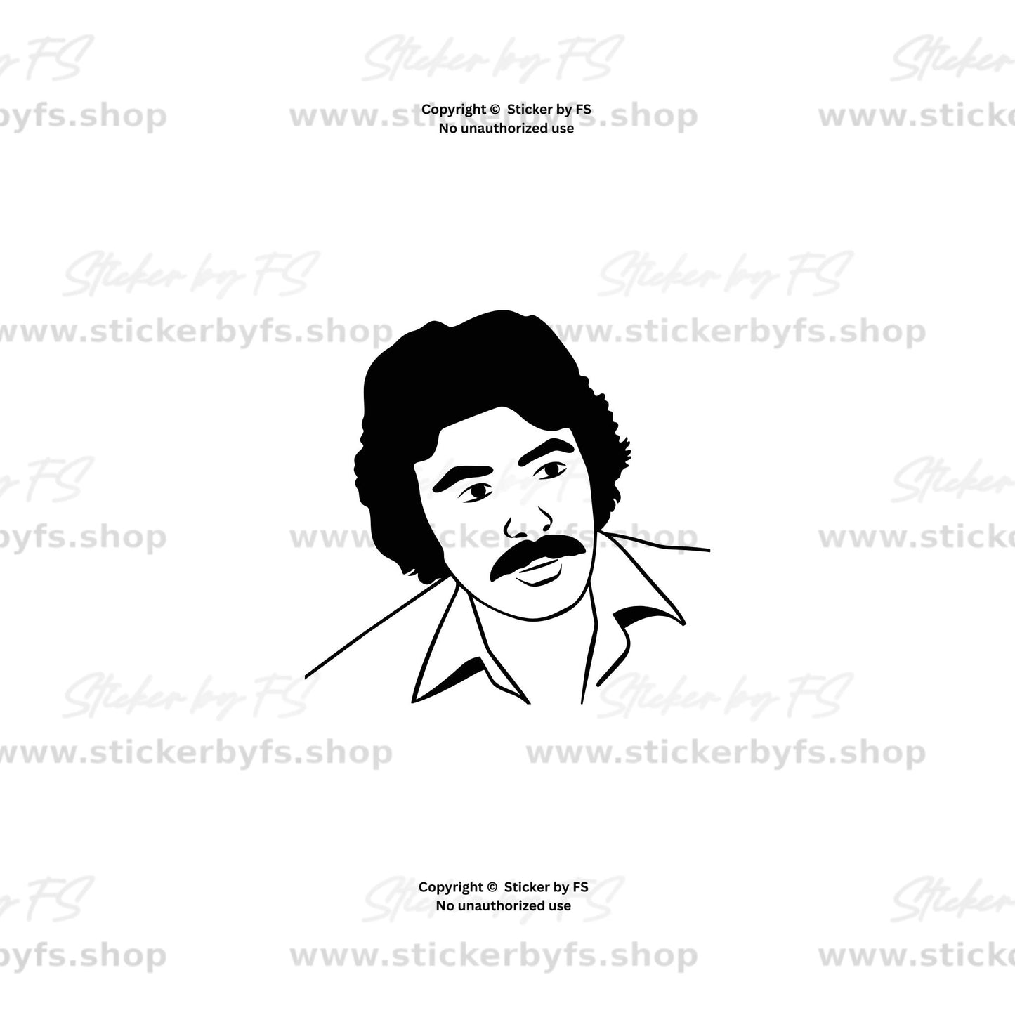 Vorschaubild des weißen Ferdi Tayfur Porträt Stickers auf einer grauen Fahrzeugkarosserie mit Größenangabe 11 × 11 cm