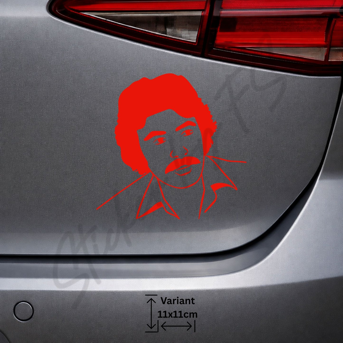Roter Ferdi Tayfur Sticker mit einfarbigem Porträtmotiv für Fahrzeuge und Heckscheiben