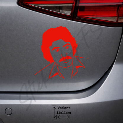 Roter Ferdi Tayfur Sticker mit einfarbigem Porträtmotiv für Fahrzeuge und Heckscheiben
