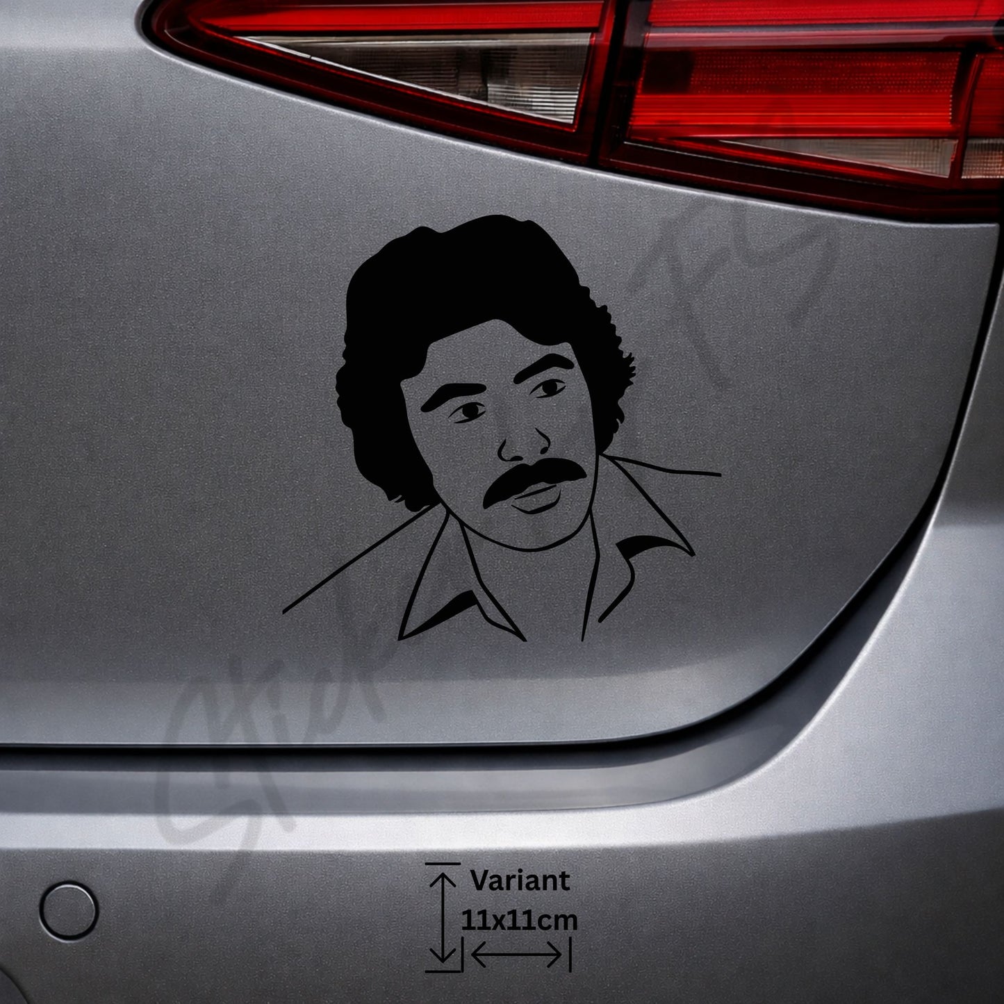 Schwarzer Ferdi Tayfur Porträt Sticker aus wetterfester Hochleistungsfolie