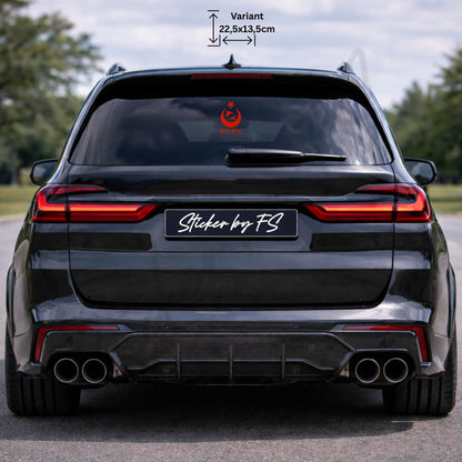 göktürk ay yıldız bozkurt sticker rot 22,5 x 13,5 cm – türkischer auto sticker mit ay yıldız bozkurt motiv für heckscheibe und fahrzeug