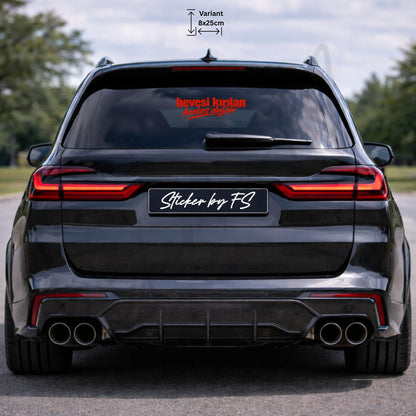 hevesi kırılan herkes değişir autoaufkleber rot 8 x 25 cm – türkischer kfz sticker für heckscheibe, fensterscheibe und auto