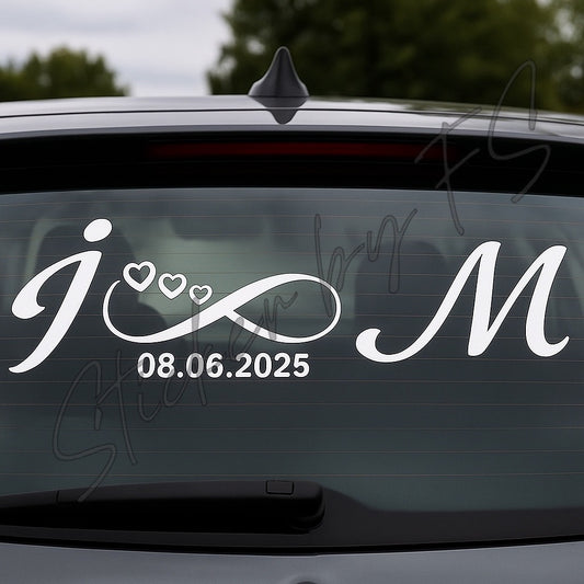 Personalisierte Sticker Aufkleber für Hochzeit Verlobung Autosticker Carsticker 