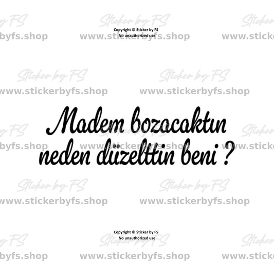 Madem bozacaktın neden düzelttin beni ? Sticker