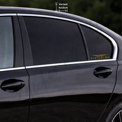 kızılelma sticker gold 4 x 15 cm – türkischer autoaufkleber mit kızılelma schriftzug für autoscheibe und glatte oberflächen