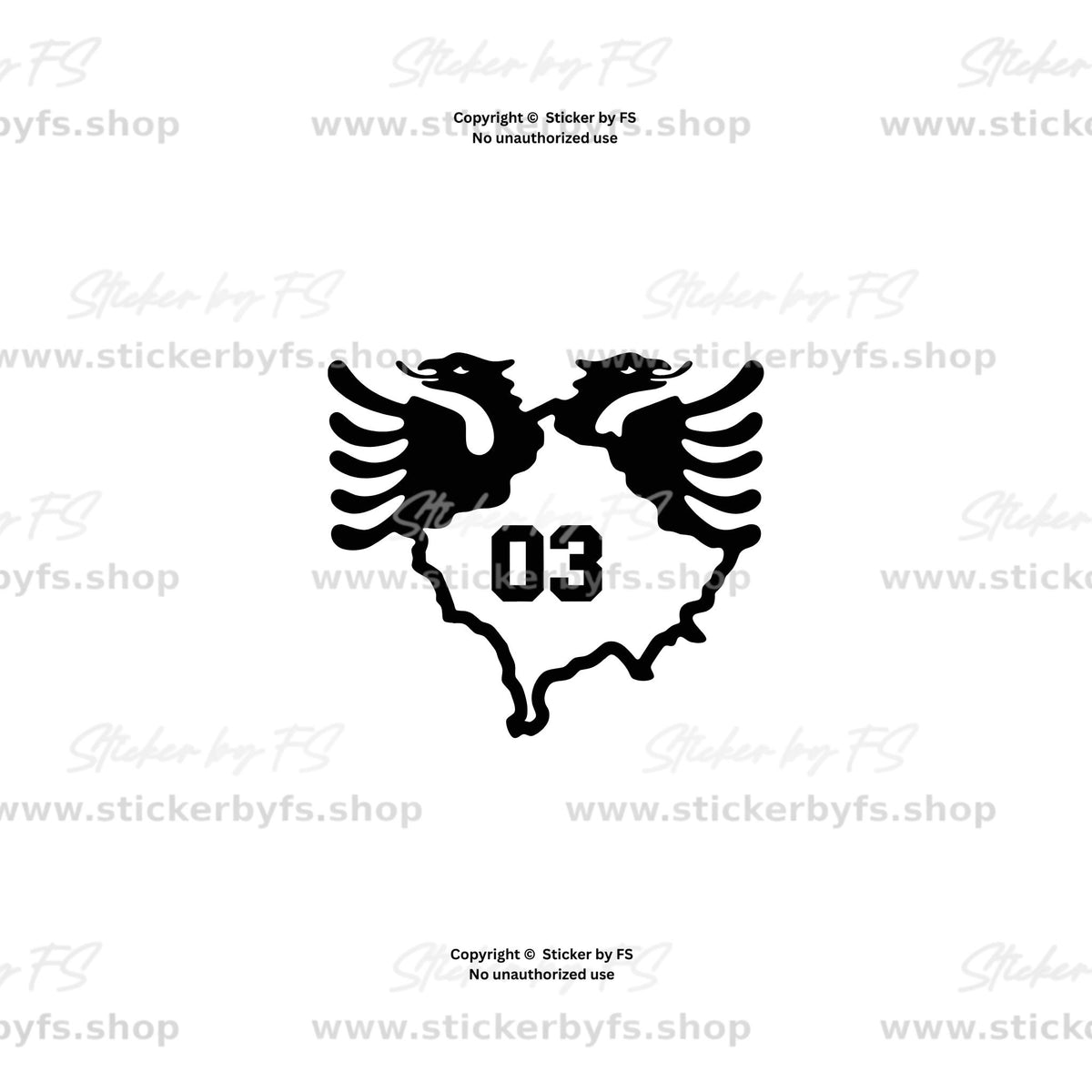 Kosovo 03 Peja Autoaufkleber – Albanien Doppeladler Sticker mit Kosovo Umriss