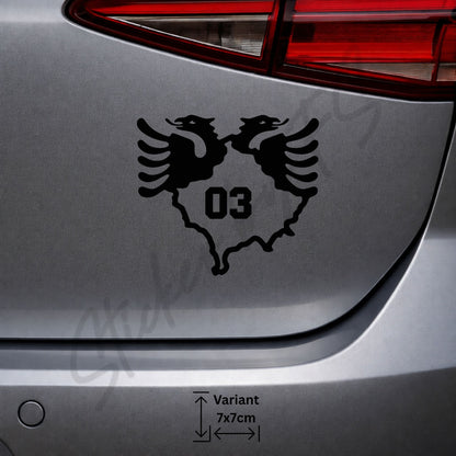 Kosovo 03 Peja Sticker schwarz – albanischer Doppeladler Autoaufkleber fürs Auto