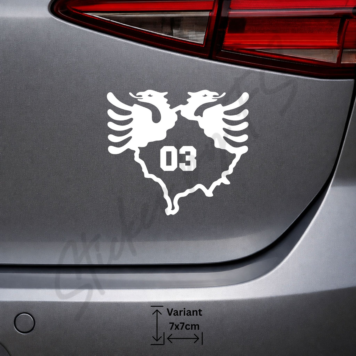 Kosovo 03 Peja Sticker weiß – albanischer Doppeladler Autoaufkleber für Fahrzeuge