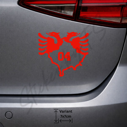 Kosovo 04 Prizren Autoaufkleber rot – Albanien Doppeladler Sticker mit Kosovo Motiv