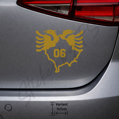 Kosovo 06 Gjilan Autoaufkleber gold – Kosovo Doppeladler Sticker für Auto und Motorrad