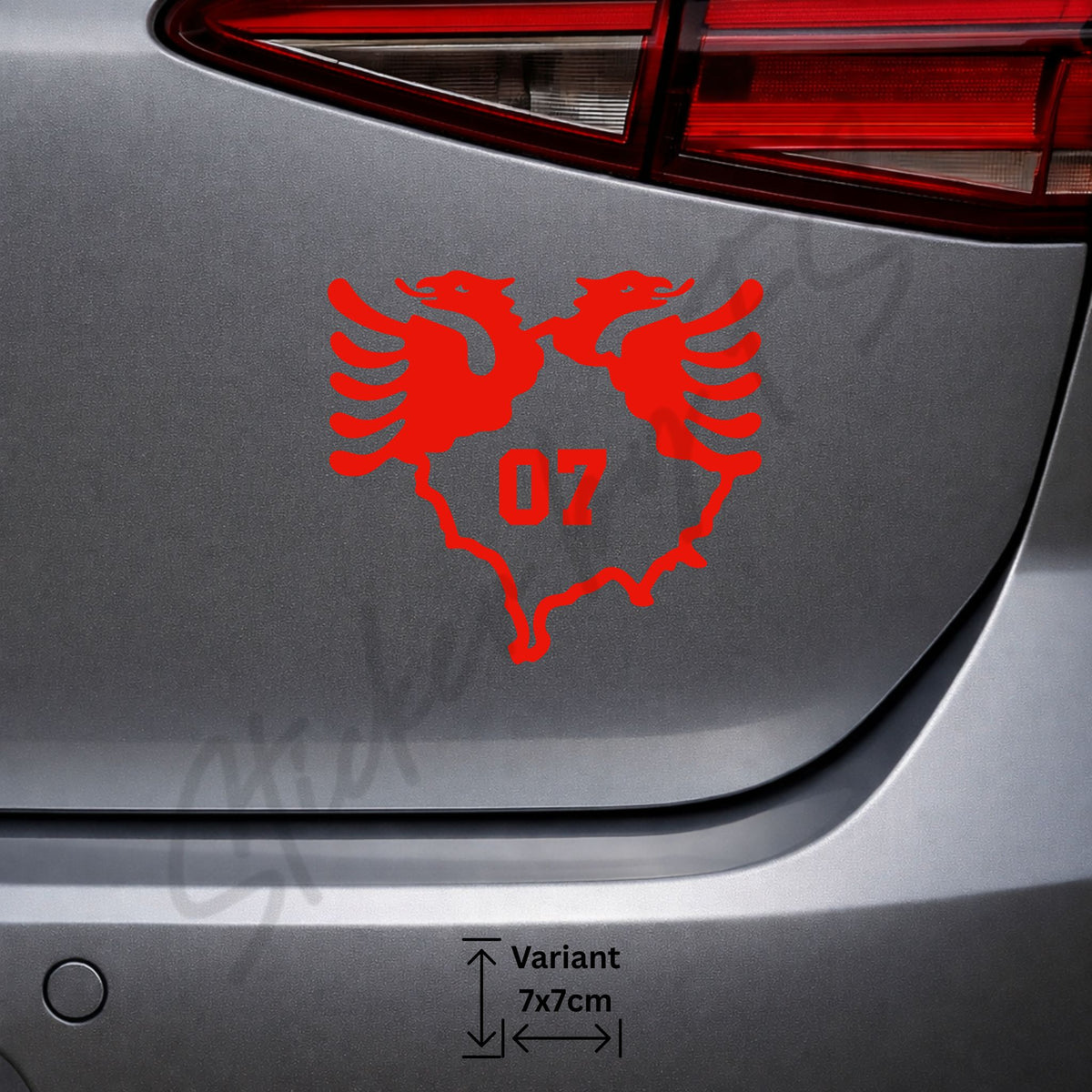 Kosovo 07 Gjakova Autoaufkleber rot – Albanien Doppeladler Sticker mit Kosovo Motiv
