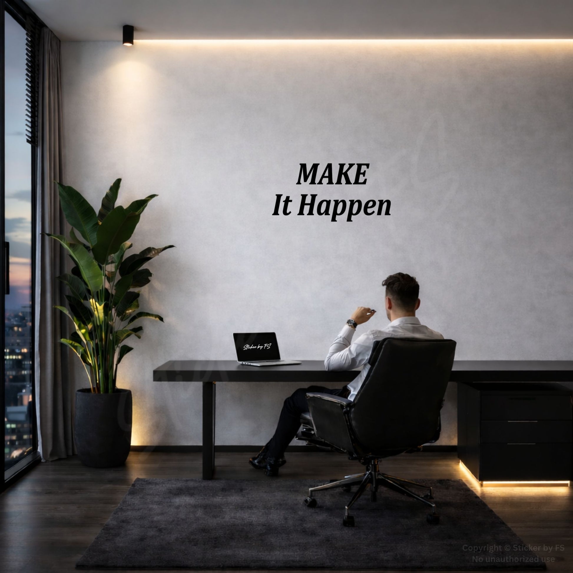 MAKE It Happen Wandtattoo als inspirierender Wandtattoo-Spruch im modernen Wohnraum