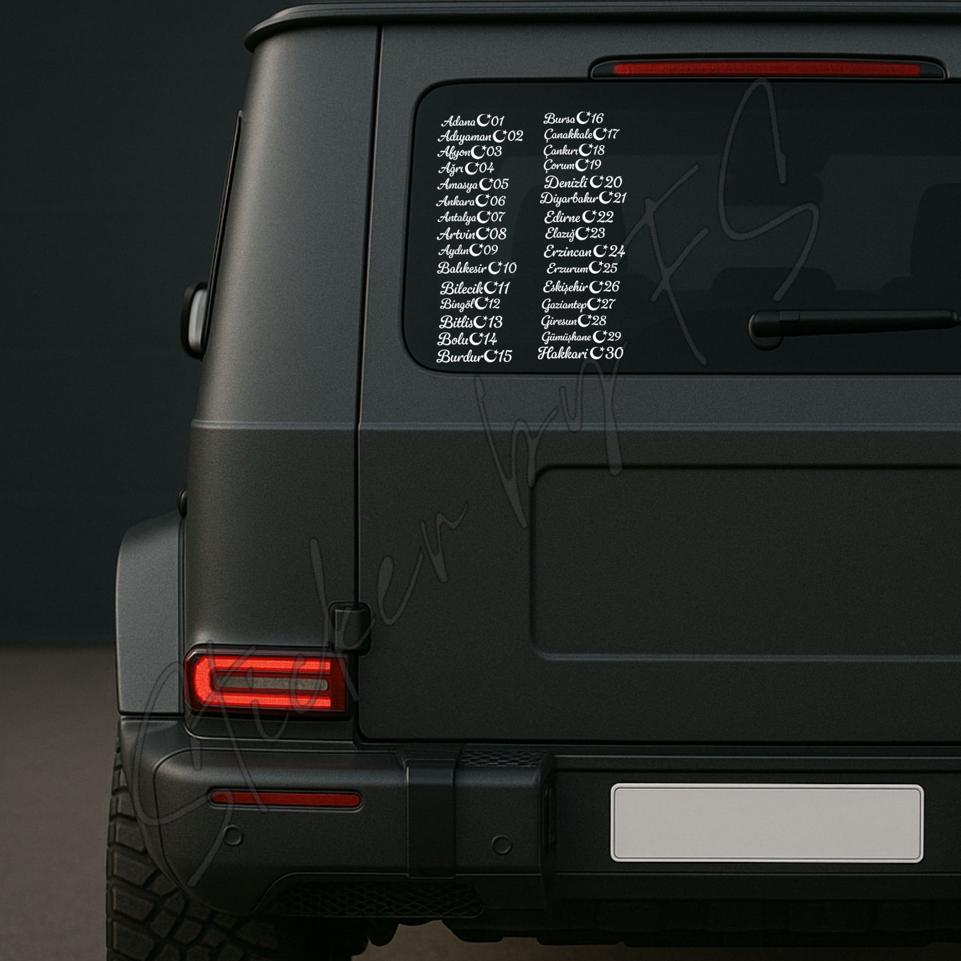 Memleket Plaka Sticker Aufkleber Autosticker Carsticker Adana 01, Adıyaman 02, Afyonkarahisar 03, Ağrı 04, Amasya 05, Ankara 06, Antalya 07, Artvin 08, Aydın 09, Balıkesir 10, Bilecik 11, Bingöl 12, Bitlis 13, Bolu 14, Burdur 15, Bursa 16, Çanakkale 17, Çankırı 18, Çorum 19, Denizli 20, Diyarbakır 21, Edirne 22, Elazığ 23, Erzincan 24, Erzurum 25, Eskişehir 26, Gaziantep 27, Giresun 28, Gümüşhane 29, Hakkâri 30