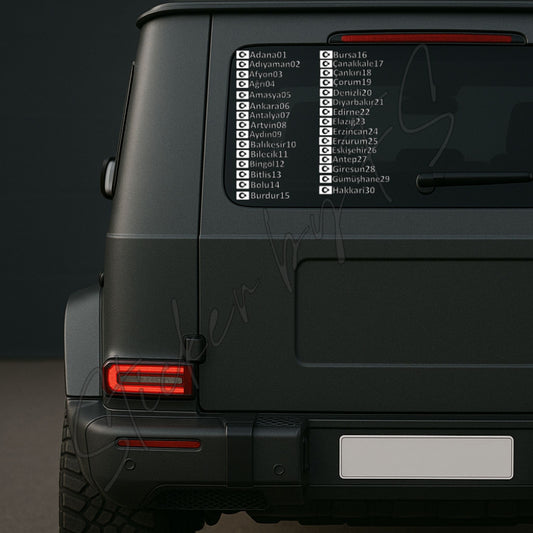 Memleket Plaka Sticker Aufkleber Autosticker Carsticker Sticker für Laptop Adana 01, Adıyaman 02, Afyonkarahisar 03, Ağrı 04, Amasya 05, Ankara 06, Antalya 07, Artvin 08, Aydın 09, Balıkesir 10, Bilecik 11, Bingöl 12, Bitlis 13, Bolu 14, Burdur 15, Bursa 16, Çanakkale 17, Çankırı 18, Çorum 19, Denizli 20, Diyarbakır 21, Edirne 22, Elazığ 23, Erzincan 24, Erzurum 25, Eskişehir 26, Gaziantep 27, Giresun 28, Gümüşhane 29, Hakkâri 30