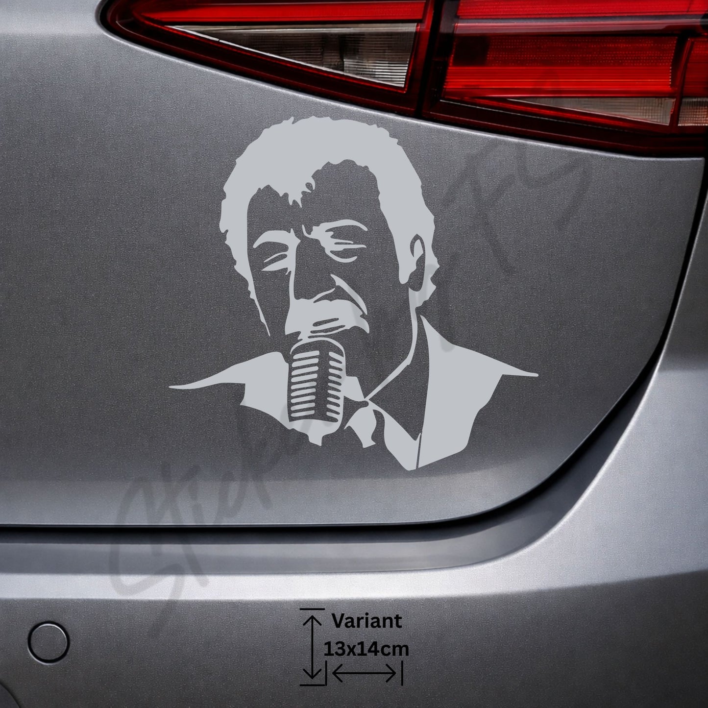 Silberner Müslüm Gürses Sticker mit Mikrofon aus wetterfester Hochleistungsfolie