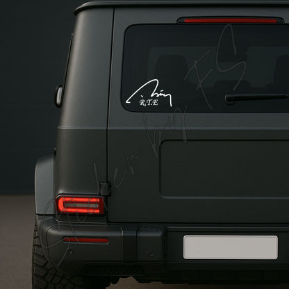 R.T.E İmza Aufkleber, wetterfest, ideal für Autos, Motorräder, Fensterscheiben und Laptops