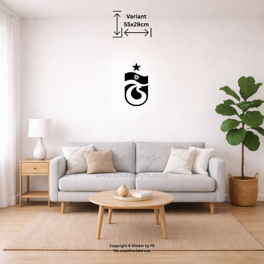 Trabzonspor Wandtattoo in Schwarz als großes Vereinsmotiv über dem Sofa im modernen Wohnzimmer – türkischer Fußball Wandsticker für Fan Zimmer, Wohnbereich oder Hobbyraum