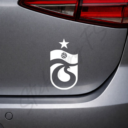 Weißer Trabzonspor Sticker auf Auto-Heckklappe – hochwertiger Türkei Autoaufkleber mit Süper Lig Motiv in 7x4 cm