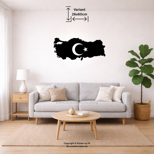 Türkei Wandtattoo Schwarz – Türkiye Harita Wandtattoo als moderne Wanddekoration fürs Wohnzimmer