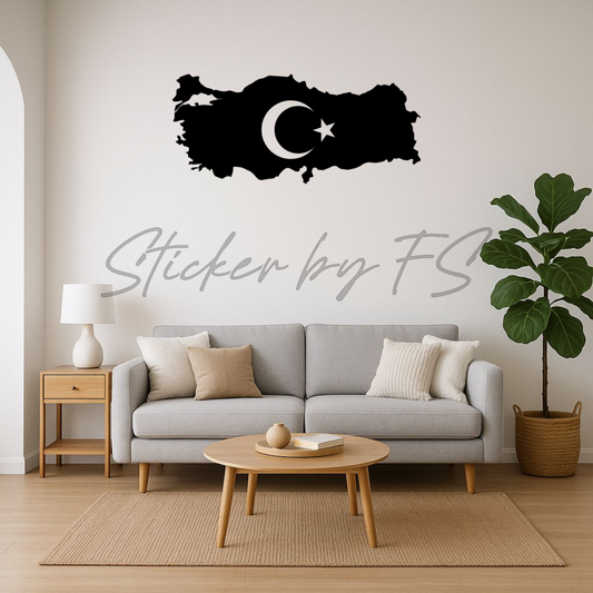 Türkiye haritasi Ay Yildiz Wandsticker Wandtattoo Türk Homedecoration