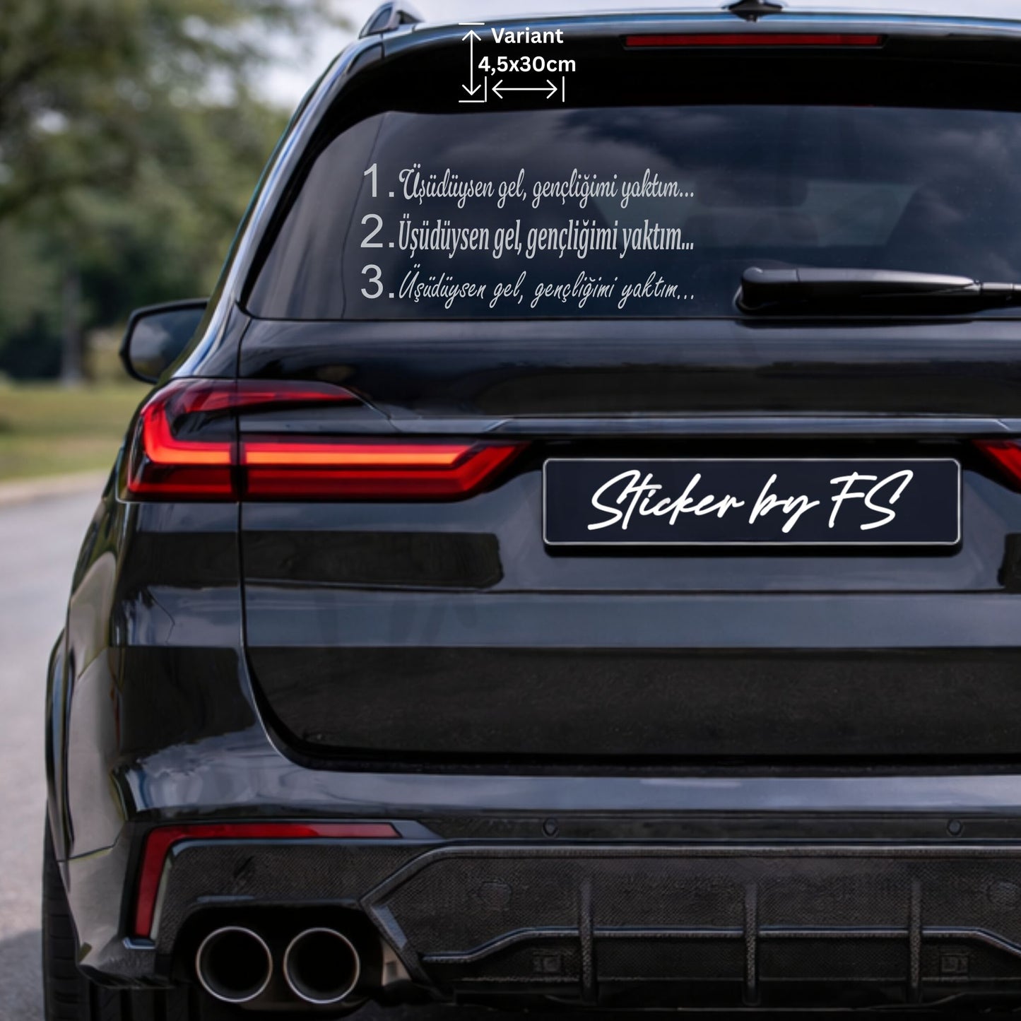 Silberner Üşüdüysen gel gençliğimi yaktım Auto Sticker auf Heckscheibe eines Fahrzeugs