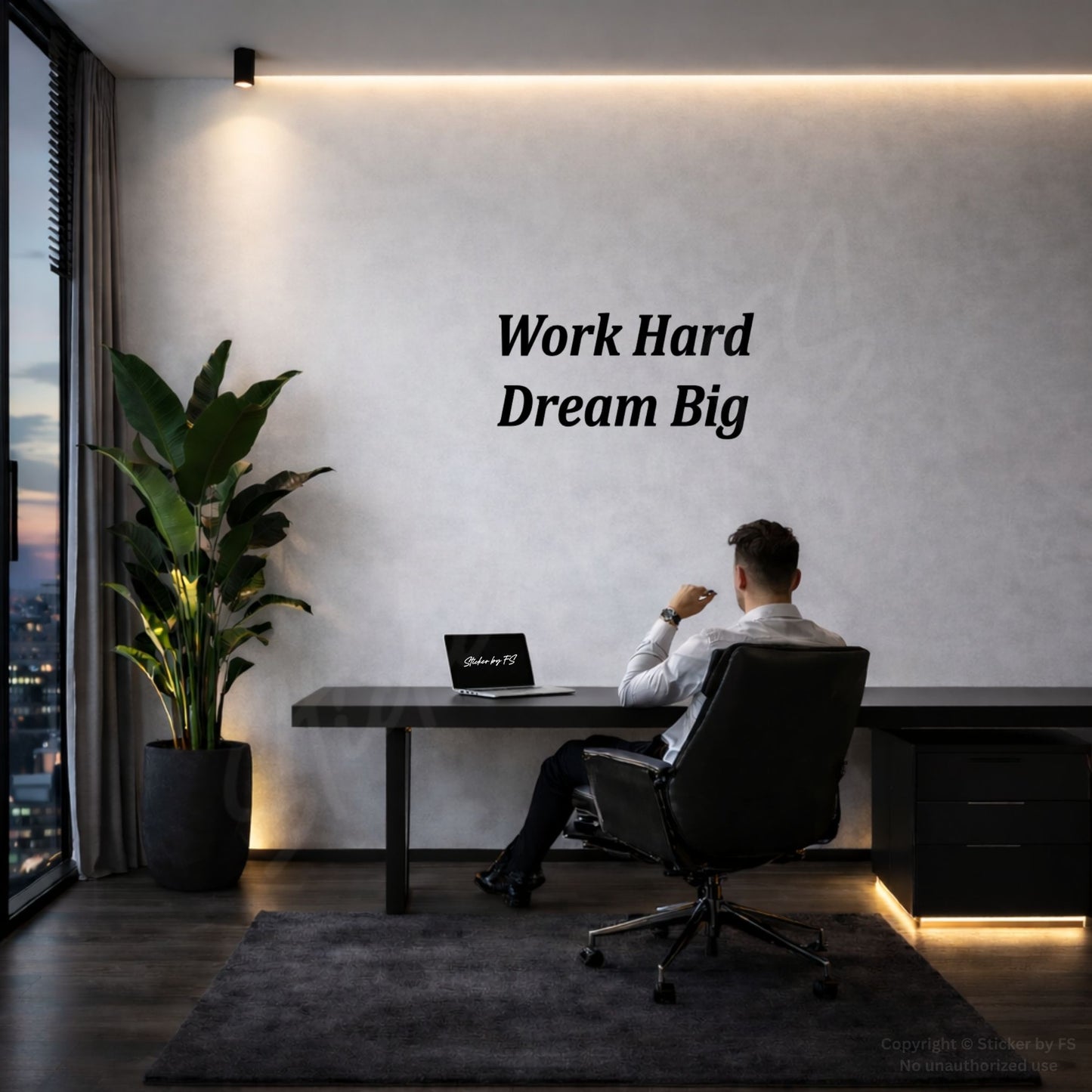 Work Hard Dream Big Wandtattoo als inspirierender Wandtattoo-Spruch im modernen Wohnraum