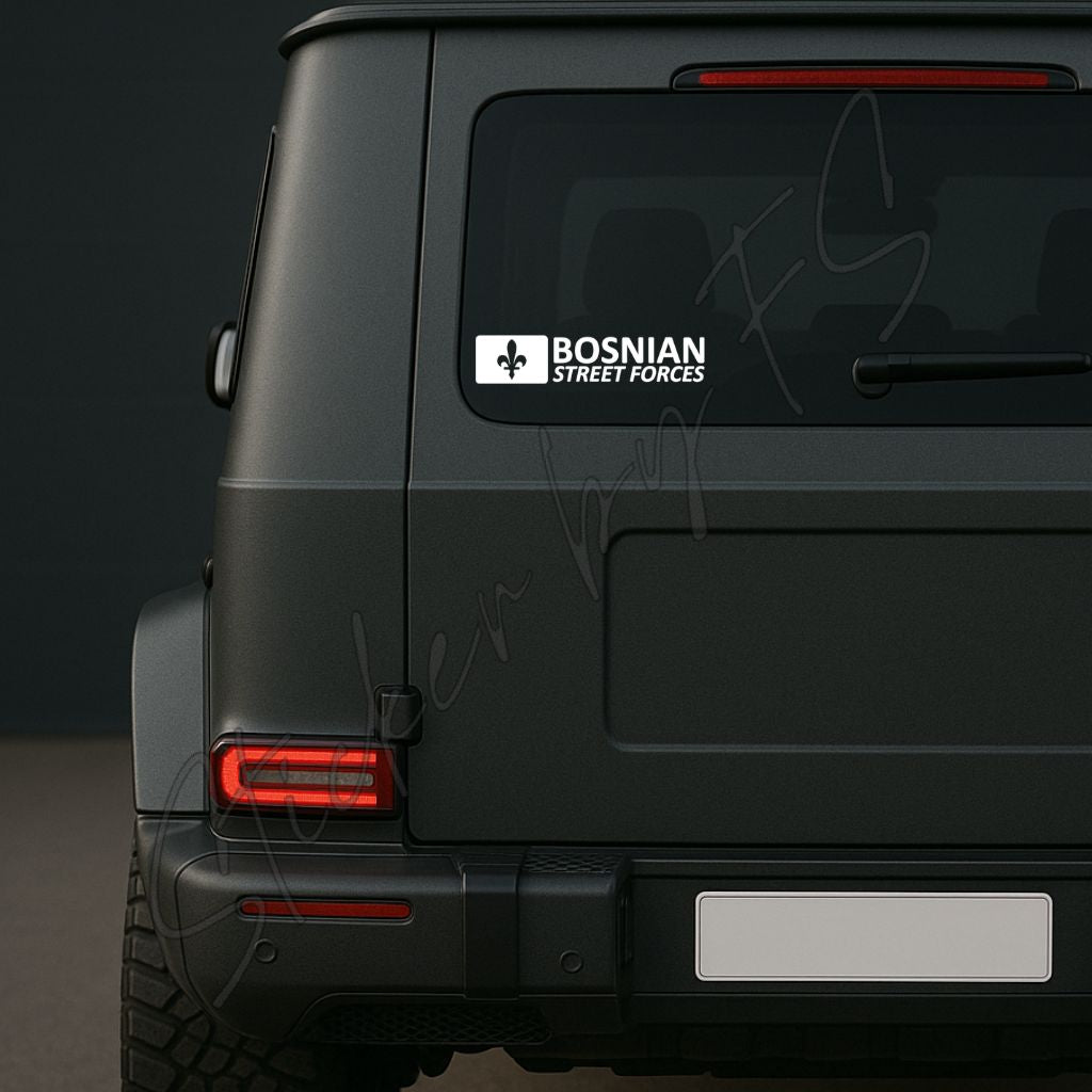 Bosnian Streetforces Sticker auf Auto-Heckscheibe – wetterfester Autoaufkleber
