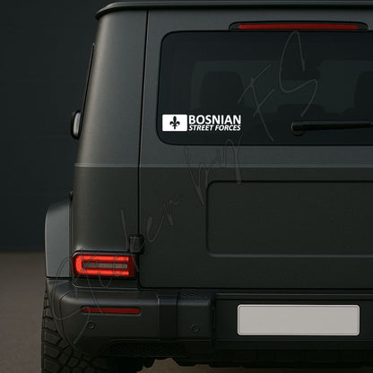 Bosnian Streetforces Sticker auf Auto-Heckscheibe – wetterfester Autoaufkleber